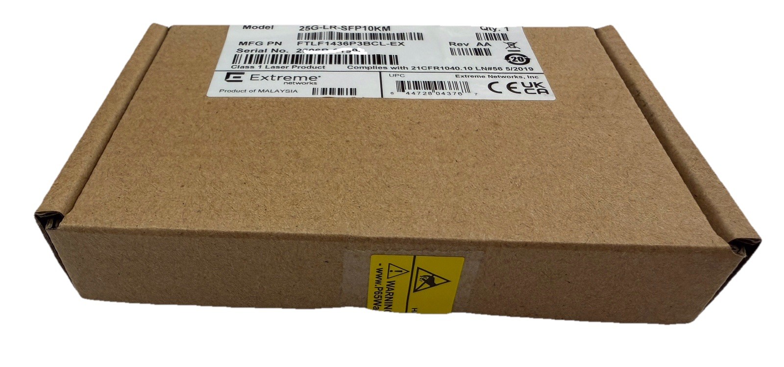 Extreme Networks 10504 25G-LR-SFP10KM  25G SFP28 Optical Transceiver w/10KM