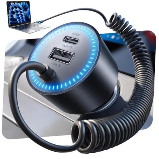 200W Car Charger USB C Fast Charge,PD 100W Type C Car Fast Charger