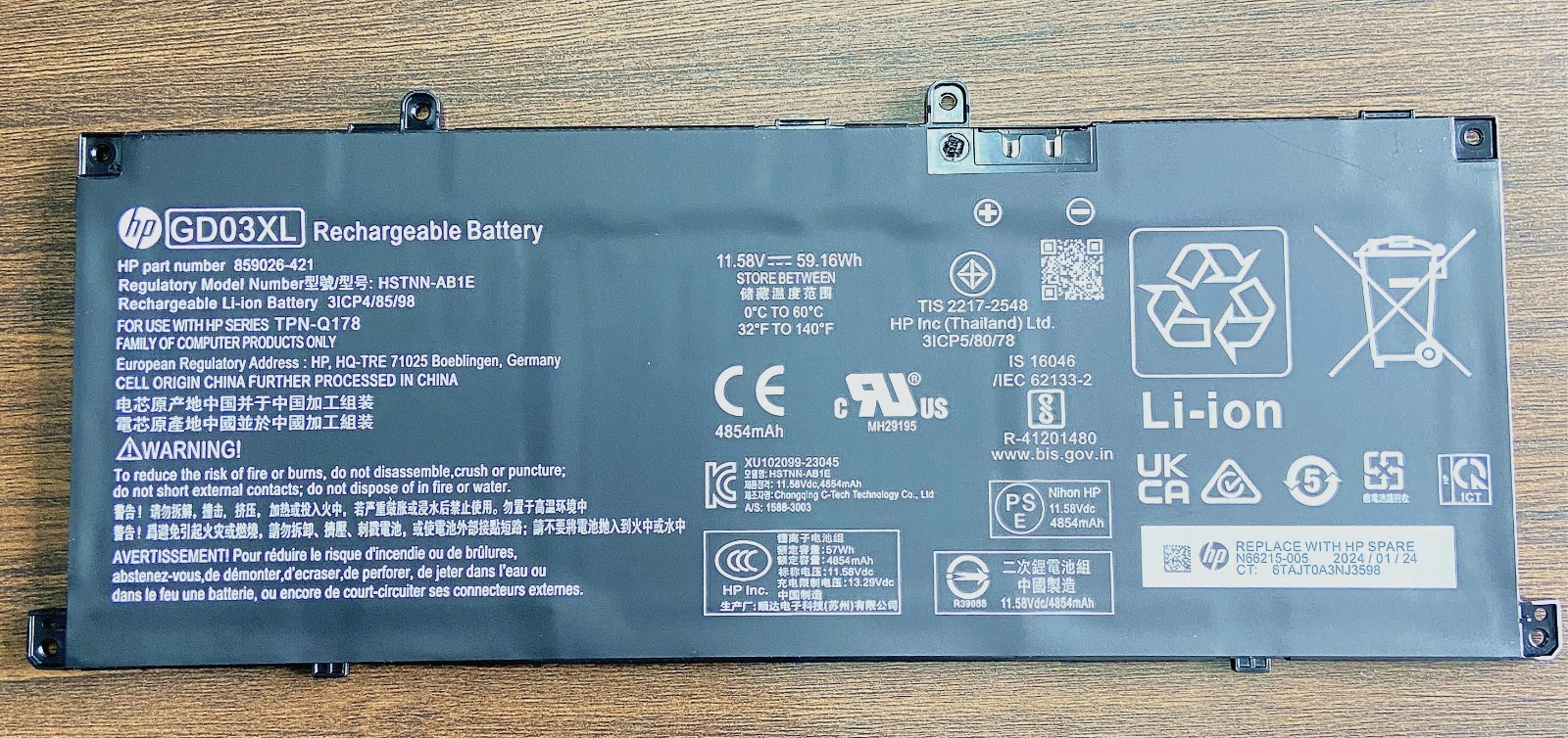 Genuine GD03XL N66215-005 Battery Envy x360 14 2-in-1 14-fa0000/ OmniBook X 14