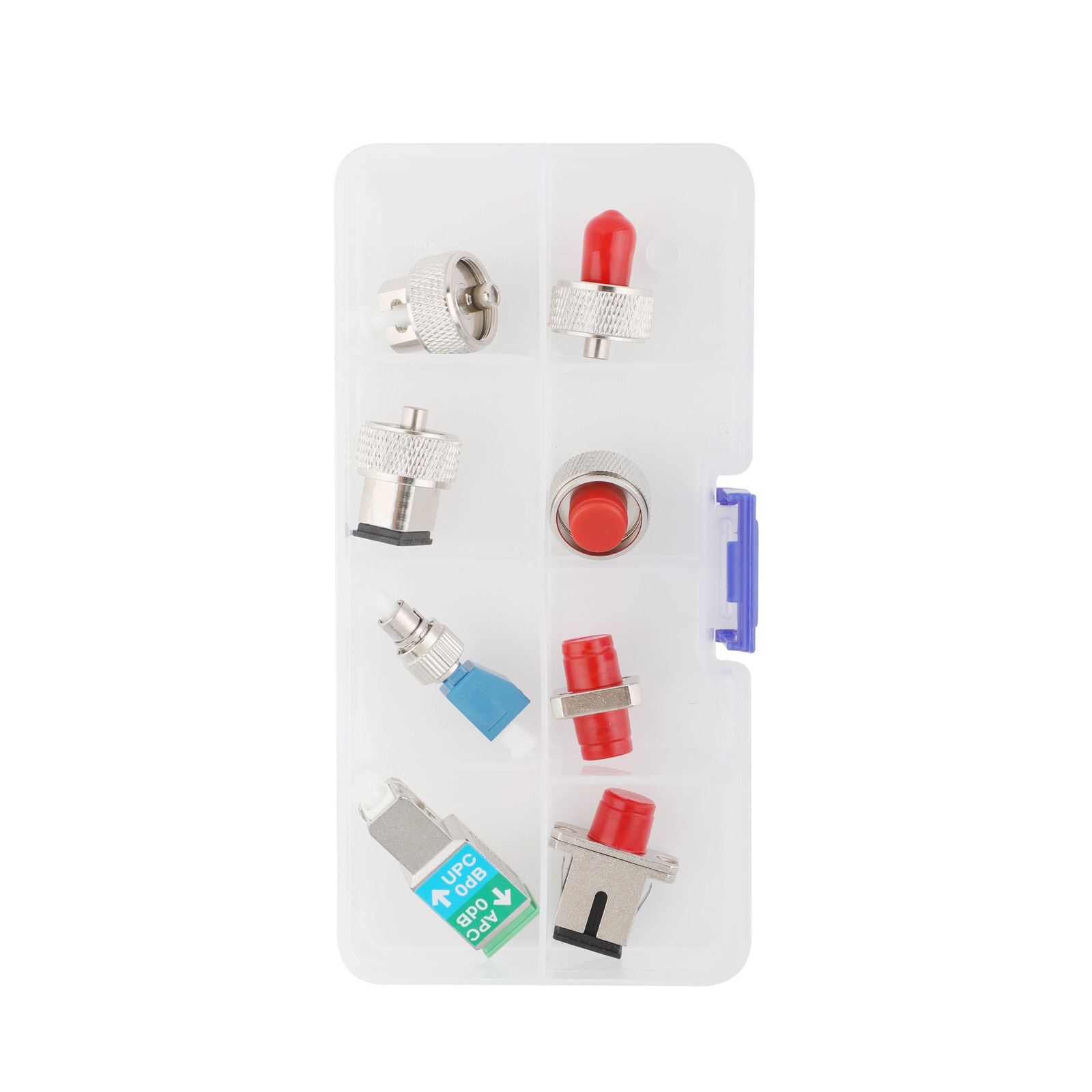 8PCS Fiber Optic Adapter Kit,OTDR Adapter SC FC ST LC Connector for OTDR Testing