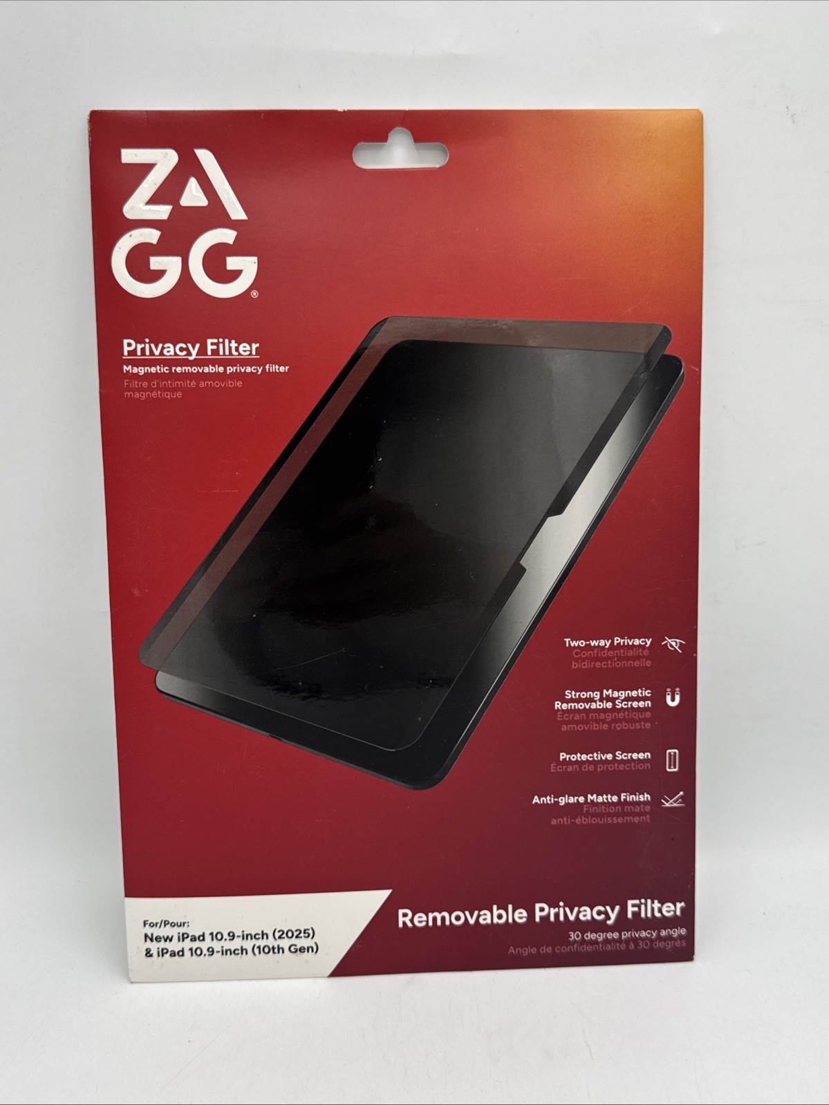 Zagg Screen Two Way Privacy Magnetic Removable Filter For iPad 11” 10th Gen  