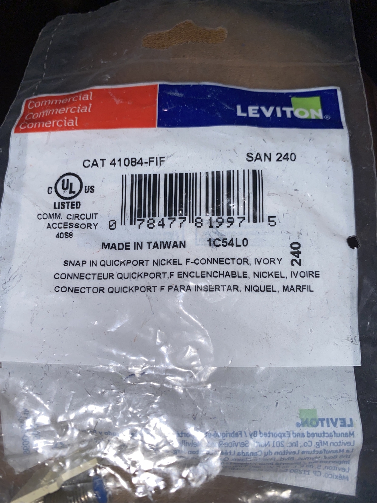 Leviton Cat 41084-FIF San 240 Quickport Snap-In F-Type Bulkhead Module Lot of 7