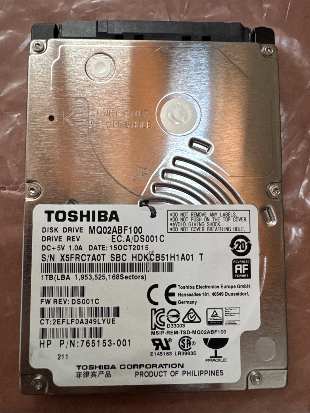 Toshiba 1TB MQ02ABF100 2.5" 5400RPM Hard Disk Drive