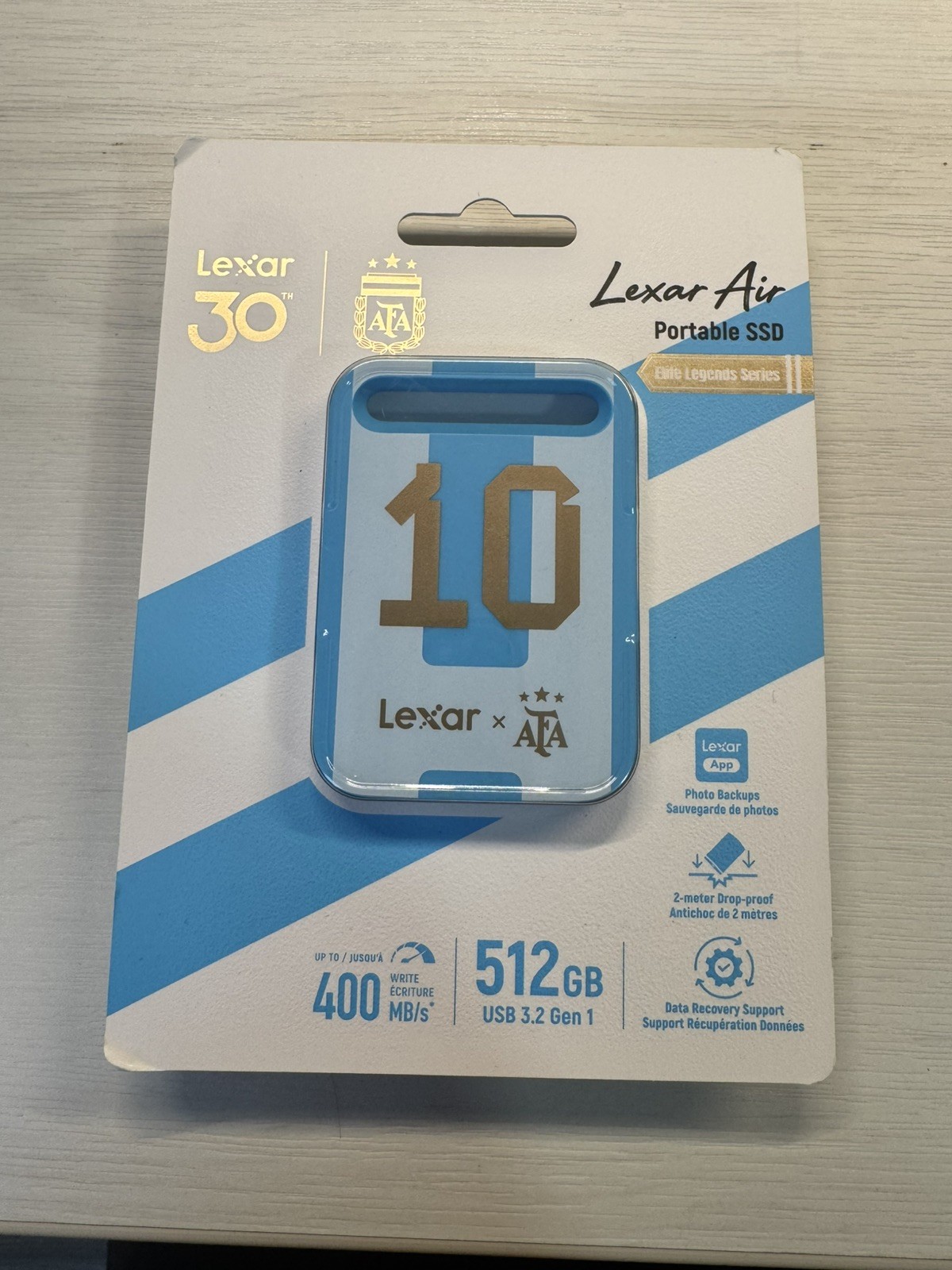 Lexar SL260 512GB Air Portable External SSD USB 3.2 Gen 1 Argentina Messi AFA