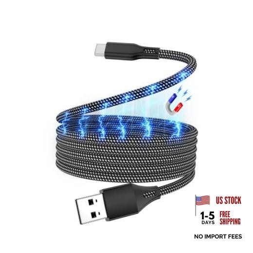 Magnetic Coiled USB A to USB C Cable 3.3FT, Organized Round Black 39.0 Inches