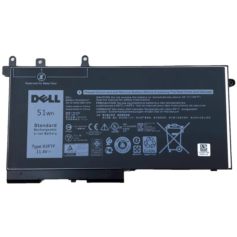 Genuine OEM 93FTF Battery 51Wh For Dell Latitude 12 5280 5288 5480 5580 5590 NEW