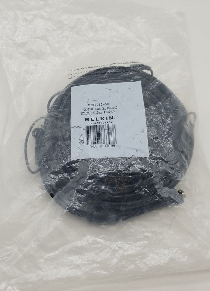 Belkin VGA/UXGA MNTR CBL w/AUDIO HD15M/M;3.5mm AUDIO;50'