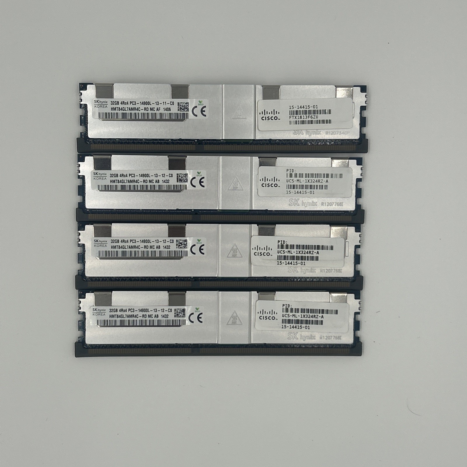 128 GB Lot of 4 SK Hynix 32GB 4Rx4 PC3-14900L Server Memory 14900R DDR3 ECC
