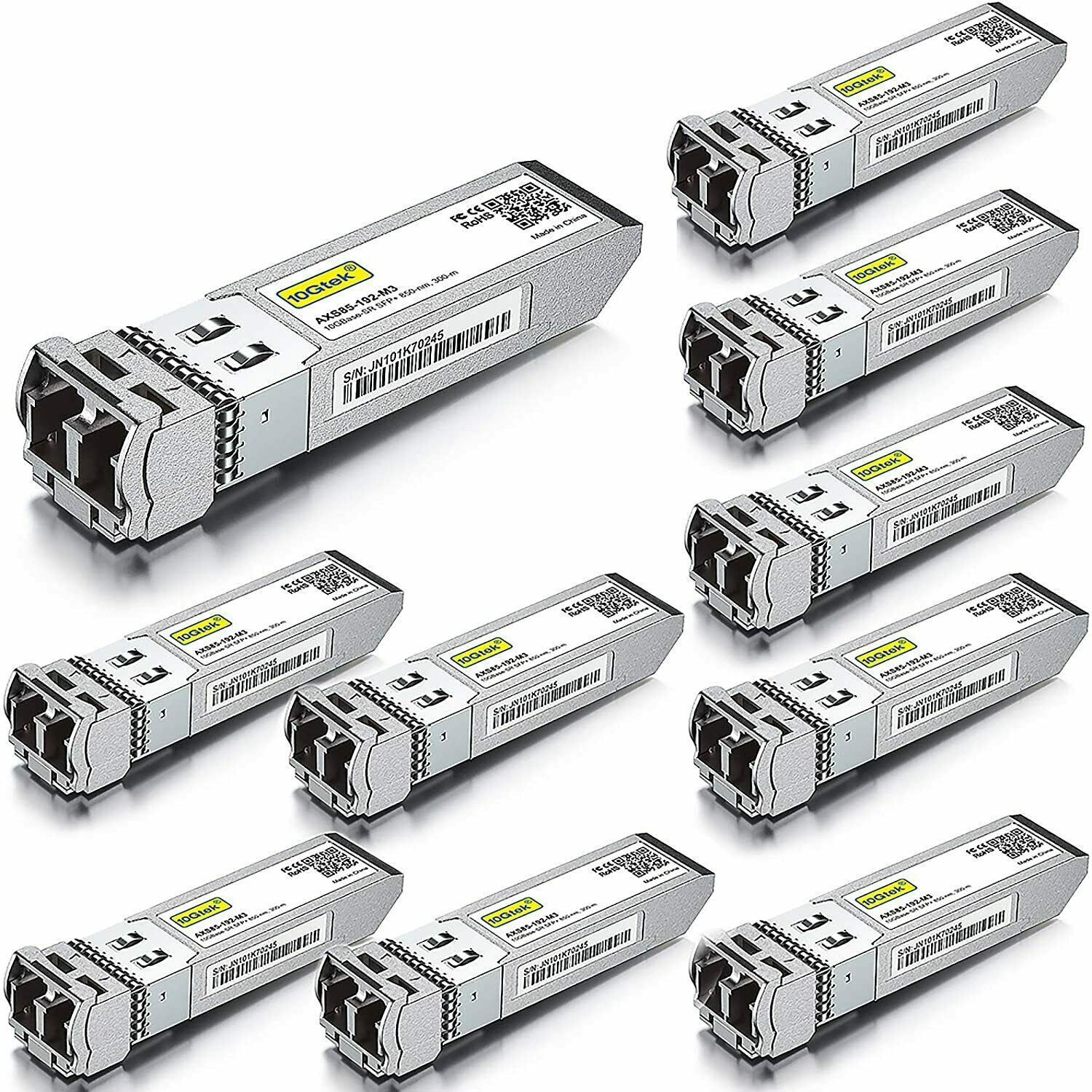 Cisco SFP-10G-SR lot of 10 Compatible Transceiver 10G SFP+ 10GBase-SR MMF 300m