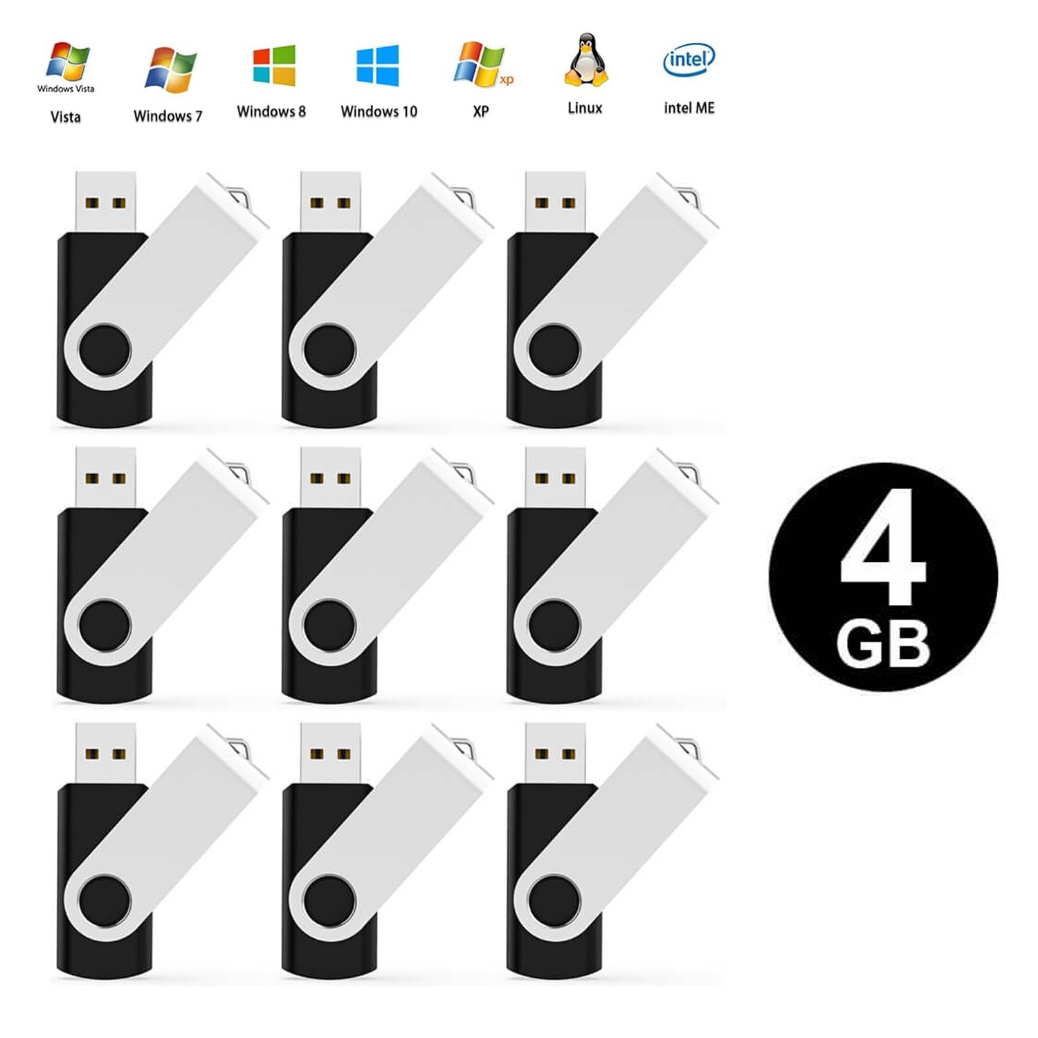 Wholesale USB 2.0 1/10/20/50/100PCS 4GB Flash Drives Memory Pen Drive Flash Disk