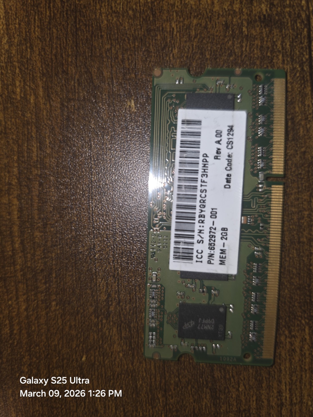 2gb Micron Laptop Memory 1x2GB 1600MHz 204pin 1.5v 1Rx8 PC3-12800S-11-11-B2 RAM