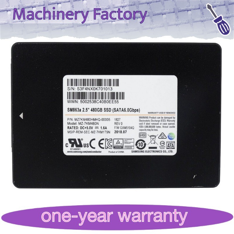 Samsung SM863a 480GB SSD 6Gbps Solid State Drive MZ-7KM480N MZ7KM480HMHQ-00005