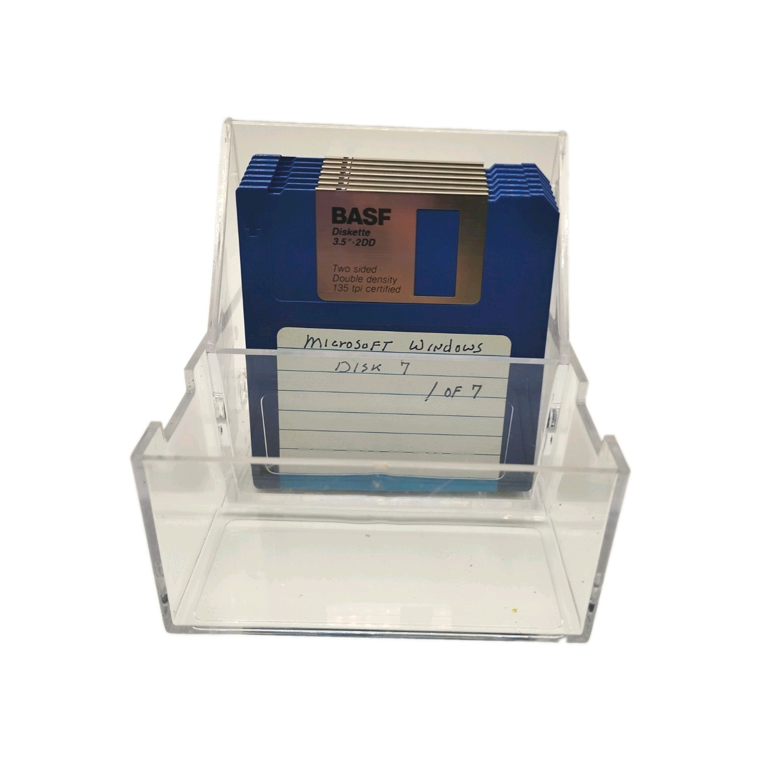 Vintage BASF Diskettes 3.5" Two Sided Double Density Lot Of 7 With Case, Used