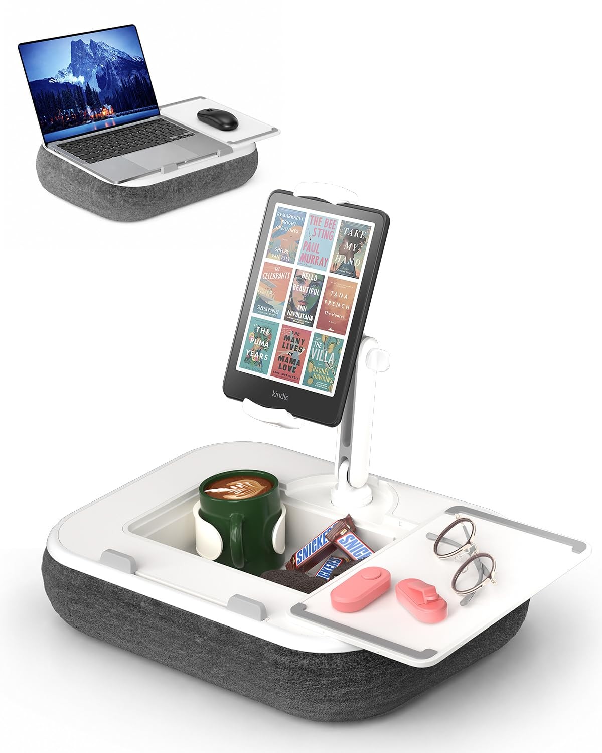 Kindle Pillow Stand Holder, Phone Holder for Bed, Laptop Lap Desk with Mouse ...