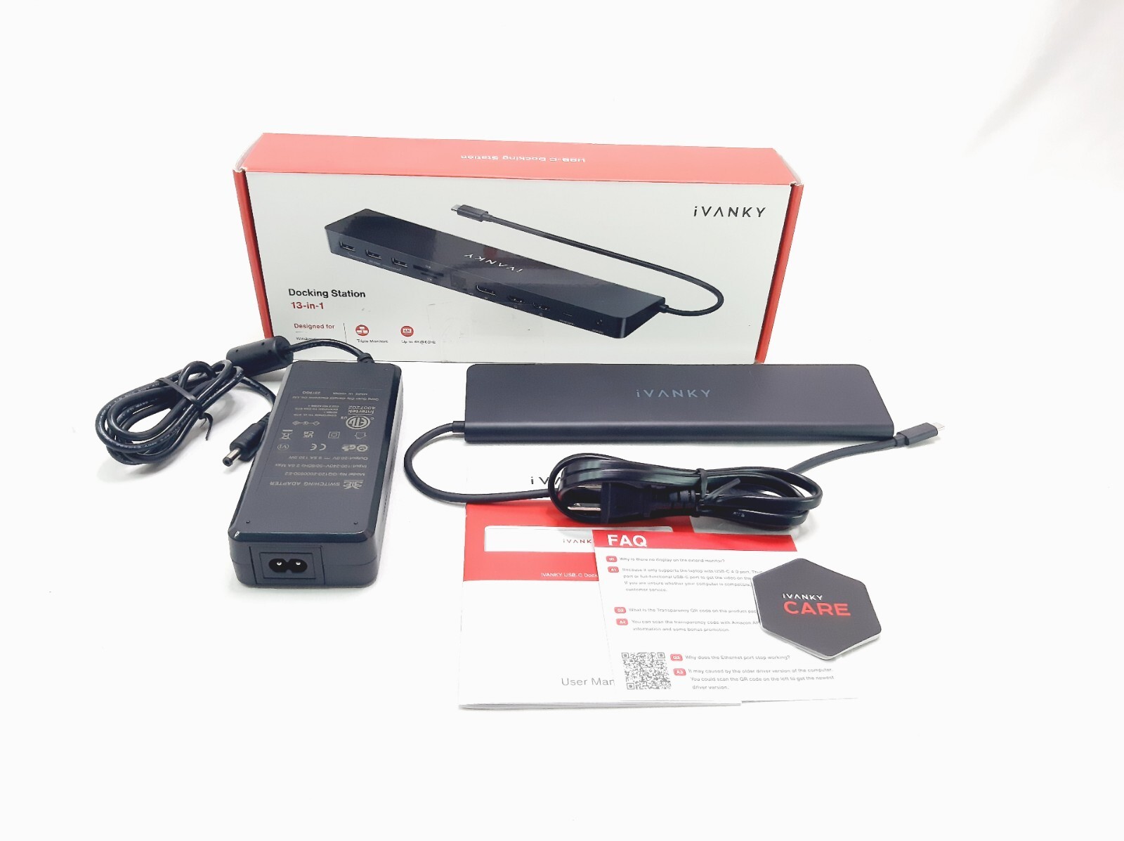 iVANKY EdgeDock 2 Laptop Docking Station with 100W Power Adapter, USB C 13-in-1