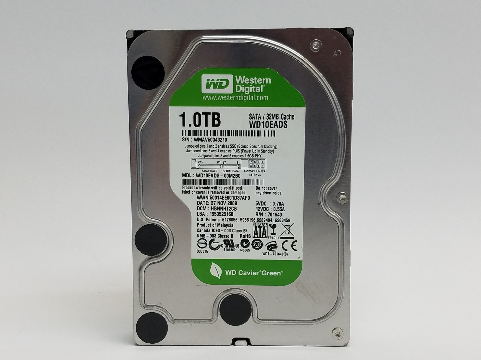 Western Digital WD Caviar Green WD10EADS 1 TB 3.5" SATA II Hard Drive