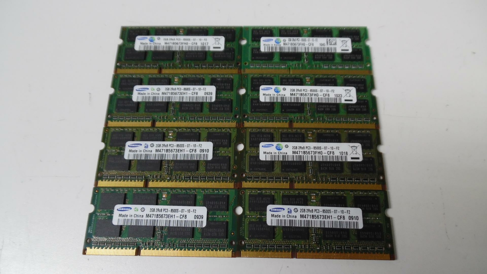 Set of 8: Samsung 2GB PC3-8500S RAM Modules - M471B5673 - Tested
