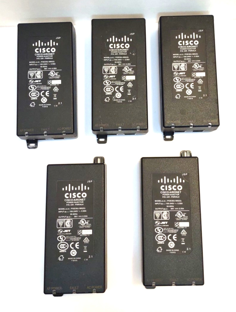 Lot of 5 Cisco Aironet AIR-PWRINJ4 Power Injector POE30U-560