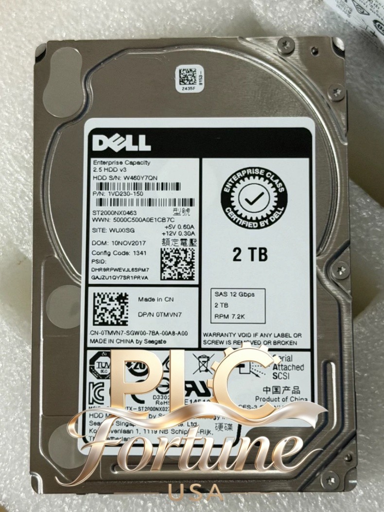 New Dell 0TMVN7 TMVN7 ST2000NX0463 ENT 2TB 7.2KRPM 12Gb/s 2.5" SAS Server HDD