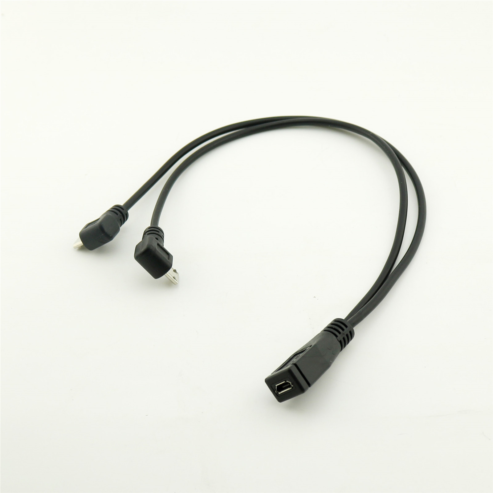 Micro USB 2.0 5 Pin Female To 2x Male 90° Angled Splitter Y Data Charger Cable