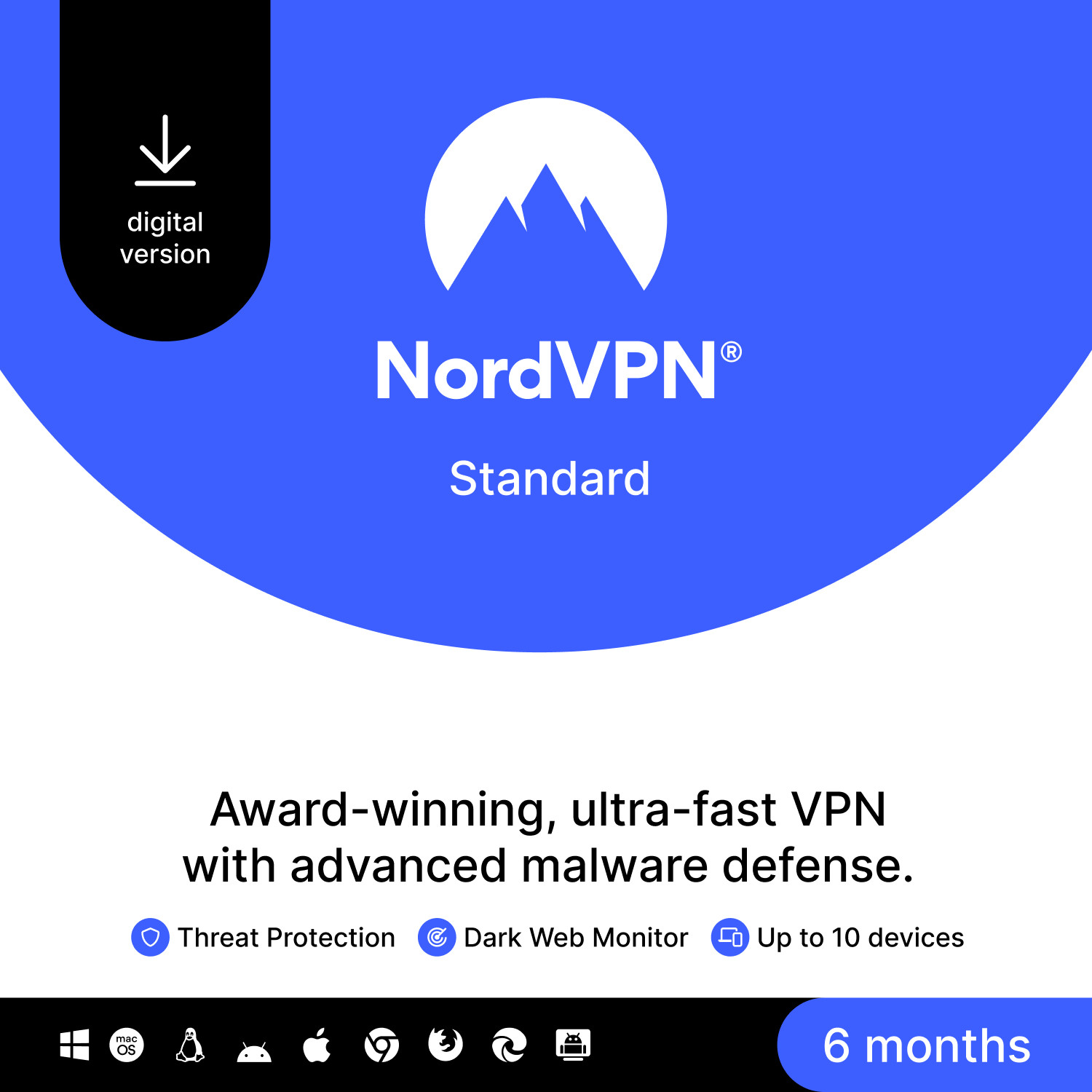 NordVPN Standard, 10 Devices, 6-Month, VPN & Cybersecurity, Digital Code