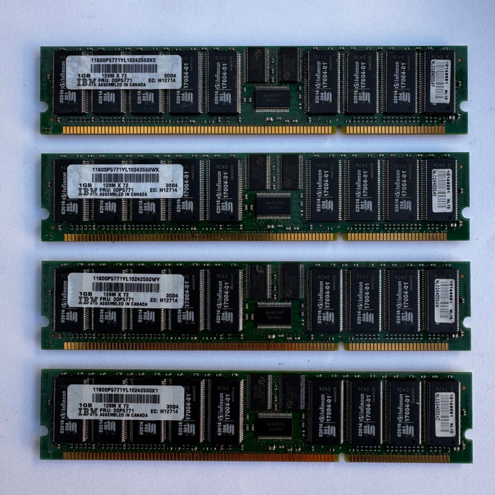 IBM 00P5771 4GB Kit 4x1GB DDR PC2100 ECC 208-Pin Infineon Server RAM