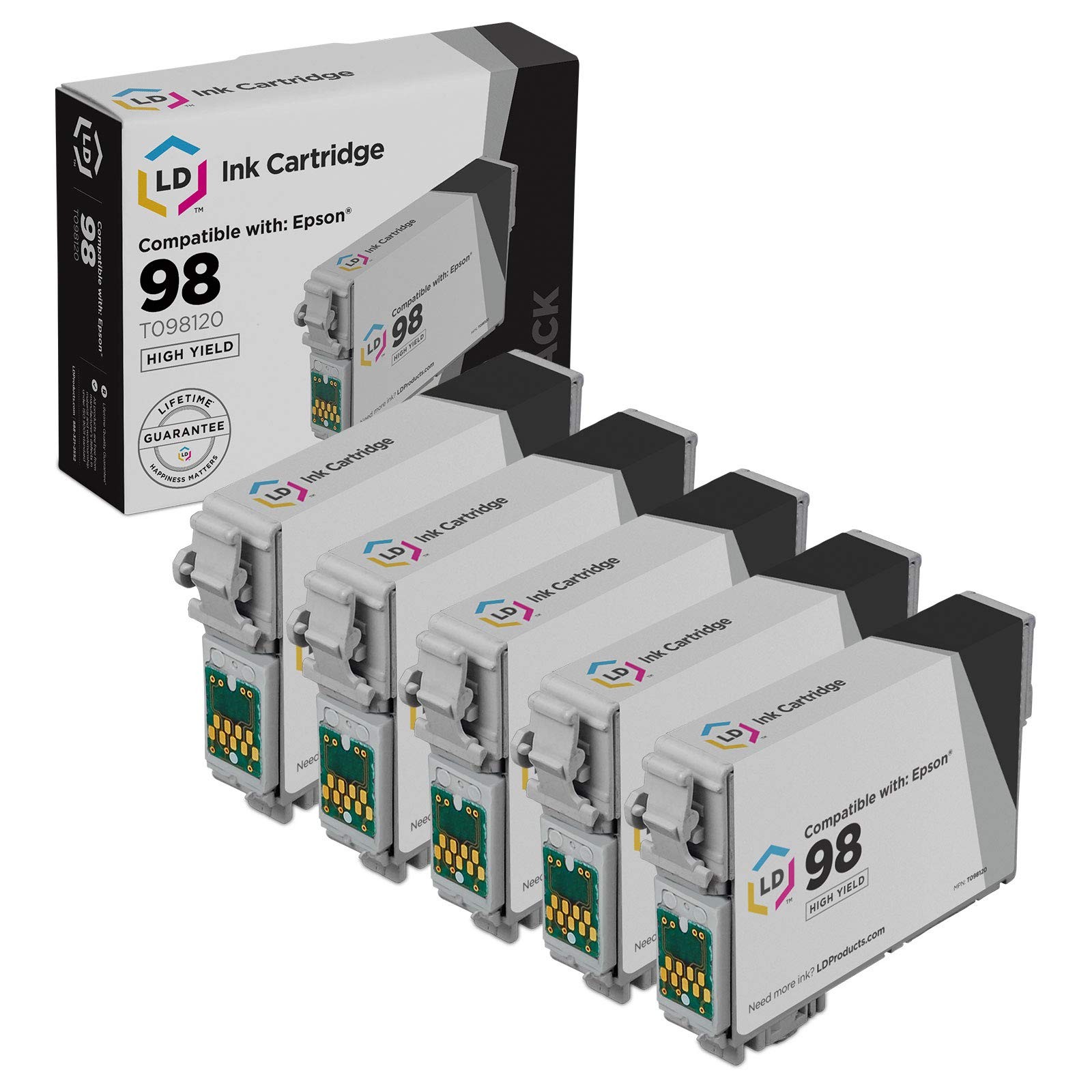 LD Replacement Replacement T098120 for Epson T098 98 Set of 5 Black Inkjet