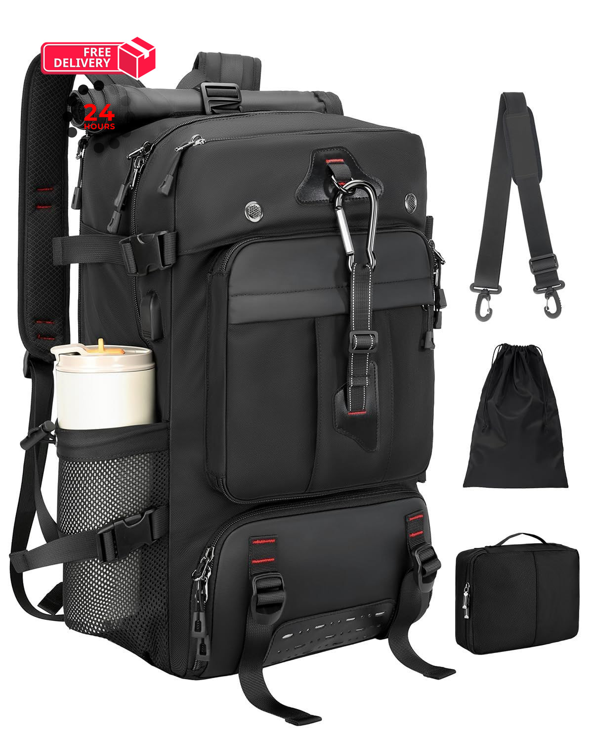 Travel Backpack for Men, 40L Carry on For 40L, Black