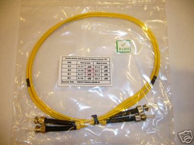ST to ST fiber patch cord jumper cable singlemode 9/125 SMF duplex 2m length UPC