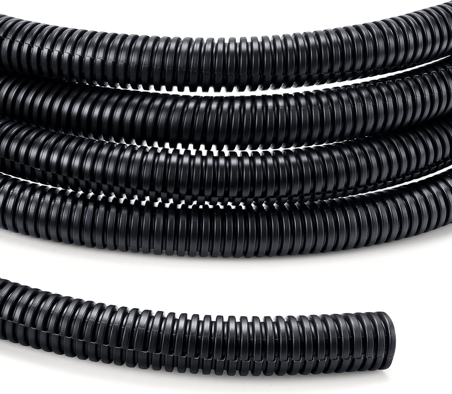 3/8 Inch Split Wire Loom Tubing 10ft Black Flexible Conduit Automotive Protector