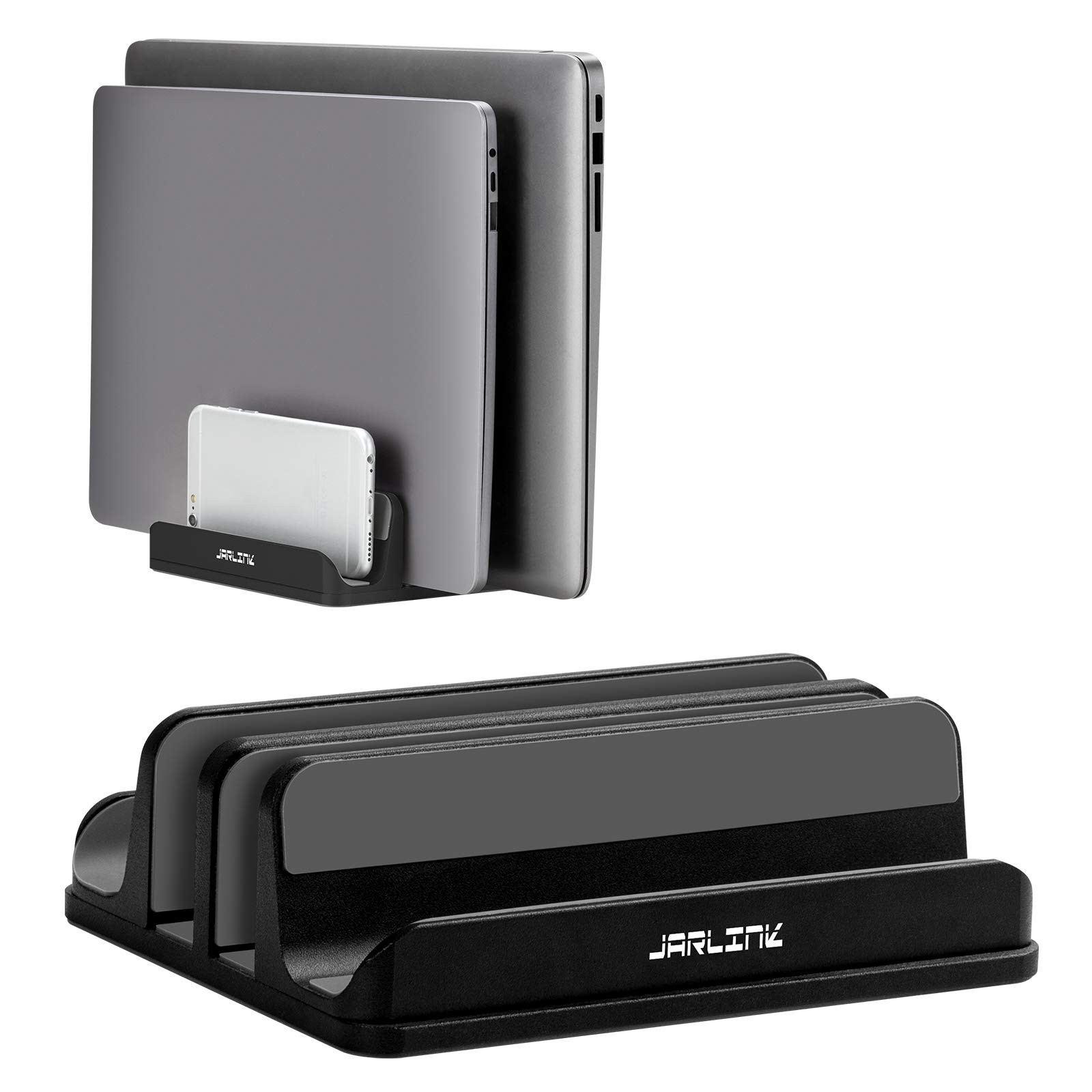 4-in-1 Adjustable Vertical Laptop Stand, Aluminum Holder, Black