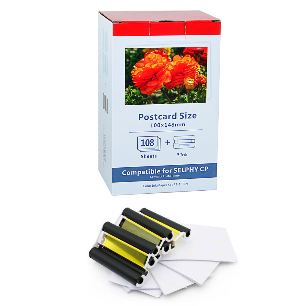 Fits Canon Selphy CP710/CP720 KP-108IN 3115B001 3 Ink Toner 4X6 Photo Paper Set