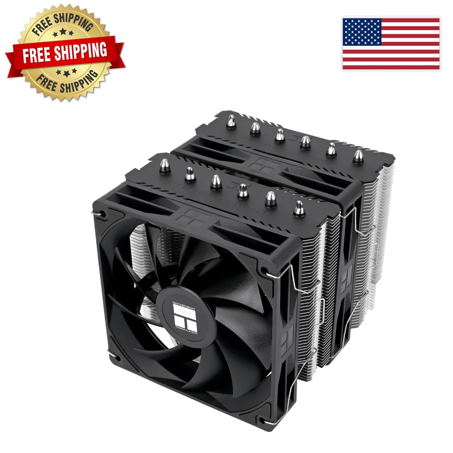 Efficient Air CPU Cooler - 1850RPM Dual Tower with Thermal Paste & Hardware Kit