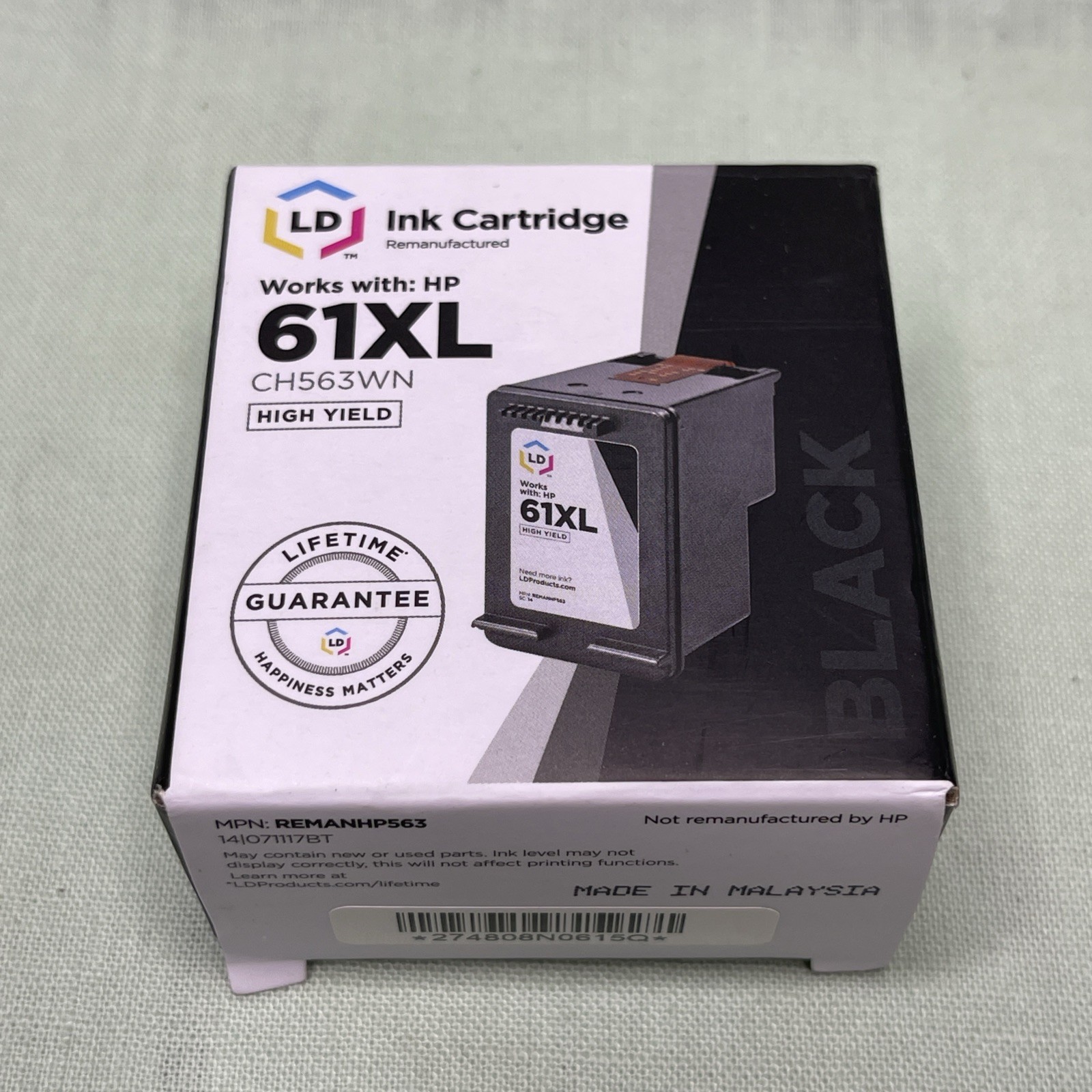 LD 61XL Ink Cartridge CH563WN High Yield Black HP Compatible Sealed