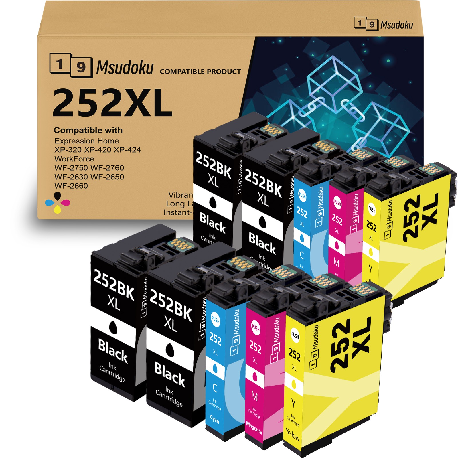 10PK 252XL T252XL Ink Cartridges For Epson WorkForce WF-3620 WF-7110 WF-3640
