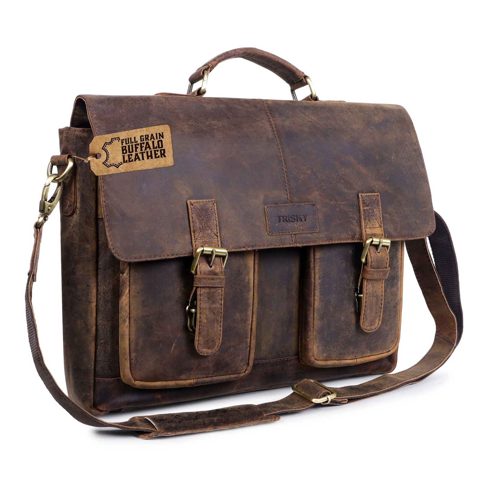 Genuine Leather Laptop Bag For Men And Women - 16-inch Mens Leather Messenger...