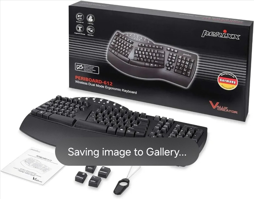 Perixx Periboard-612B Wireless Ergonomic Split Keyboard for Windows Mac OS X Eng