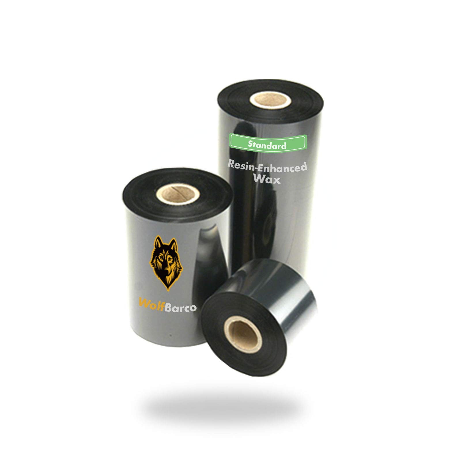 24 Rolls Wolfbarco 4.33" x 1476' (110mm x 450m) Black Standard Wax Thermal Tr...