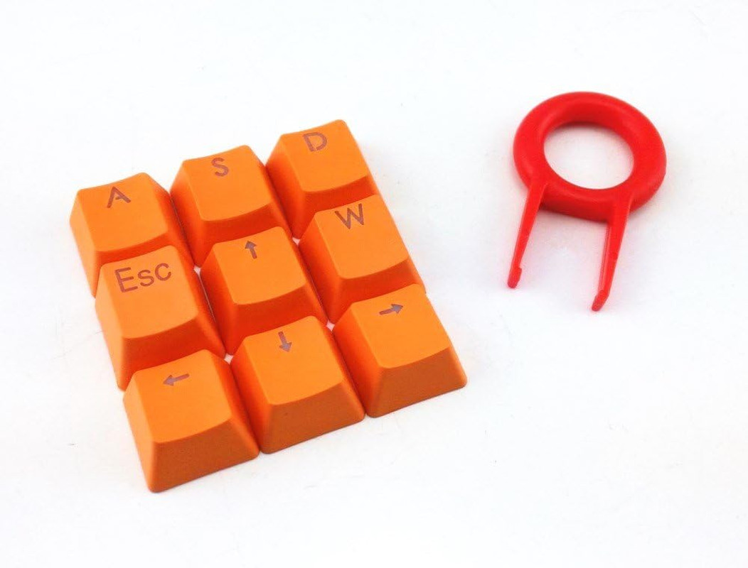 9 Orange PBT Keys Backlit Translucent Keycaps for Mechanical Keyboard with Red K