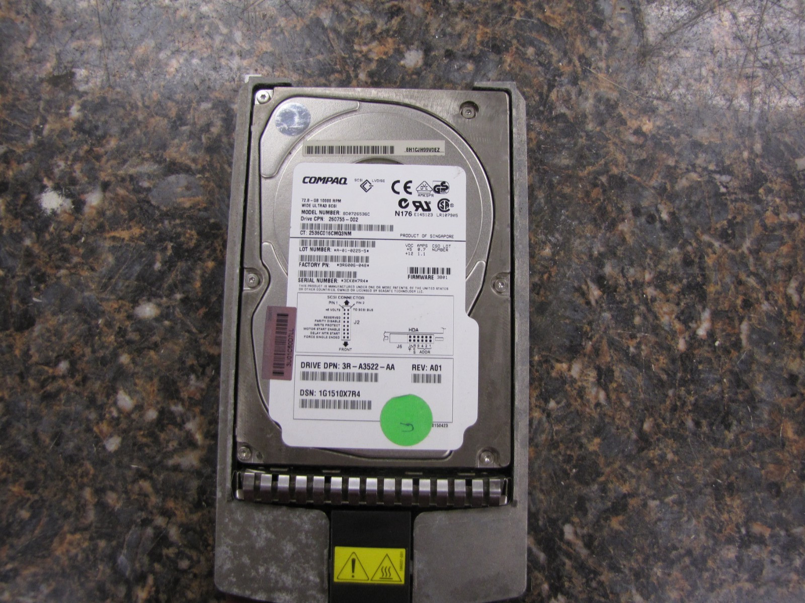 Compaq HP 260755-002 BD0726536C 72.GB 10K Ultra3 SCSI Hard Drive HDD -NF10