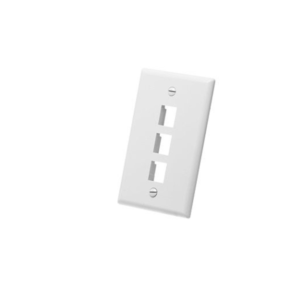STEREN 310-203WH Standard Keystone 3-Port Wall Plate White (3 pack) 