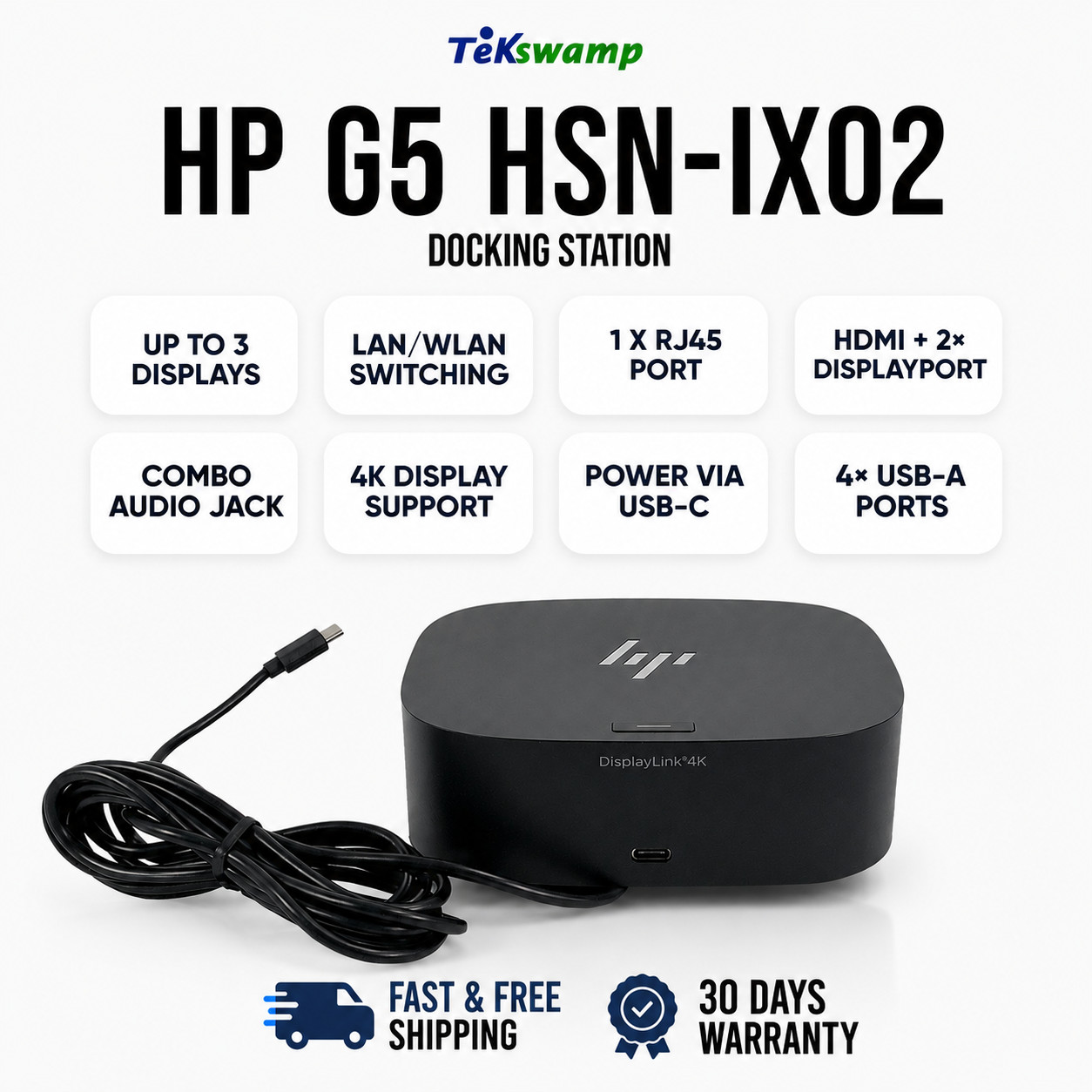HP G5 USB-C Triple 4K Dock Station for ThinkPad X1 Carbon Gen 6 7 8 9 10 NO PS