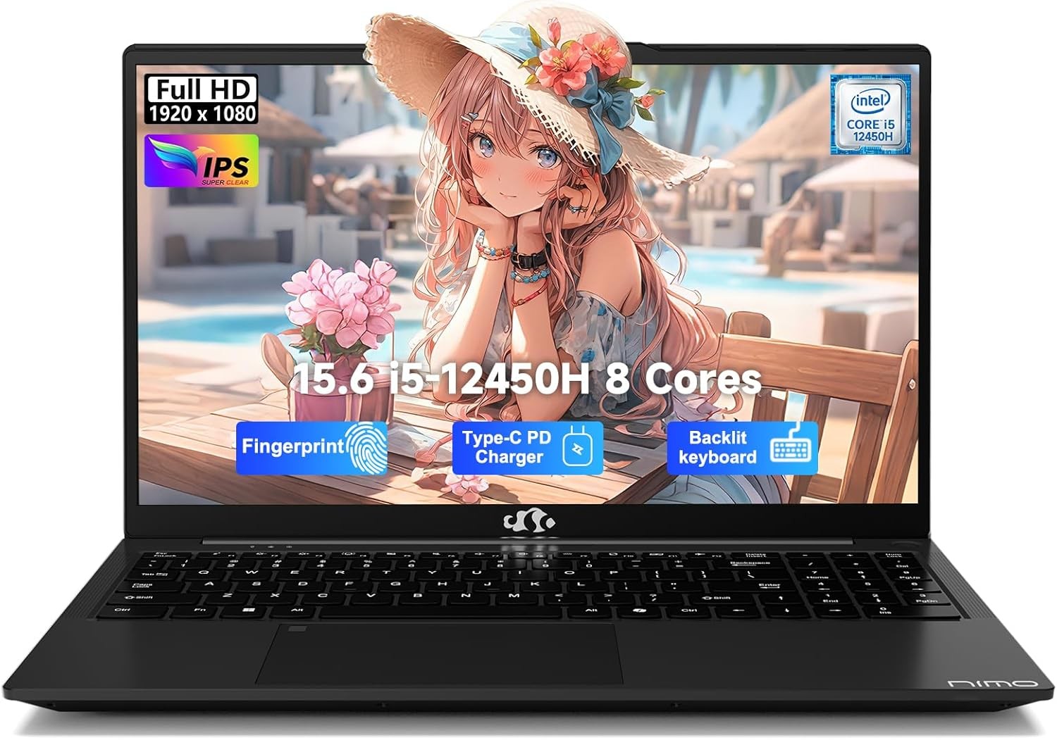 NIMO 15.6" FHD lPS-Business-Laptop, 8 Cores Intel i5-12450H 16GB RAM 512GB SSD