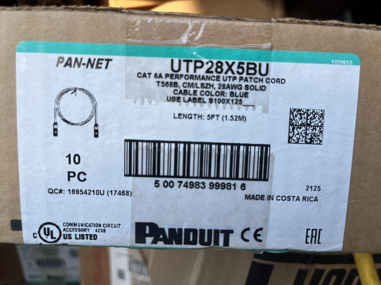 Panduit Cat6A Patch Cords 5ft.