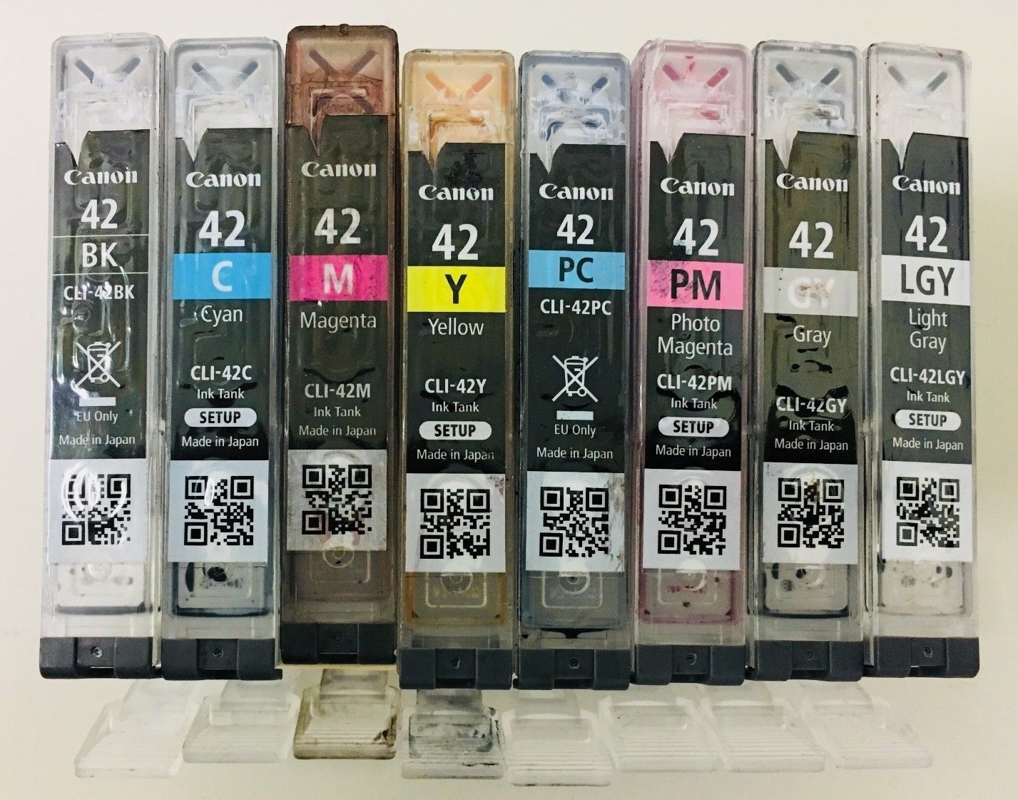 Lot 8 Virgin Empty Genuine Canon Cli-42 Inkjet Cartridges ALL CLR 