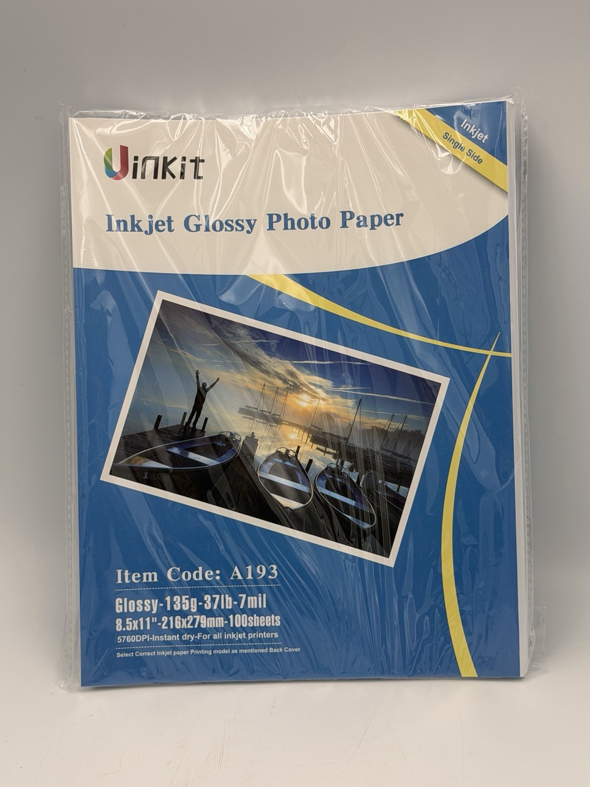 Uinkit 100 Sheets Photo Paper Glossy 8.5x11 Inkjet 37lb Single Side Print Post