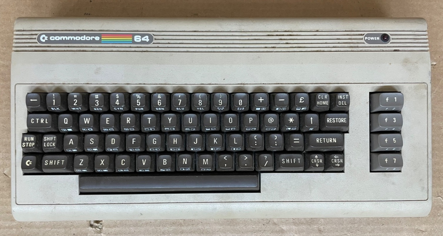 Commodore 64 C64 Computer & RF TV Switch Cable UNTESTED NO POWER SUPPLY AS IS