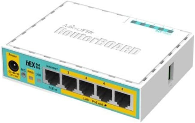 MikroTik hEX PoE lite RB750UPr2 5-Port Wired Router with Power Adapter Open Box