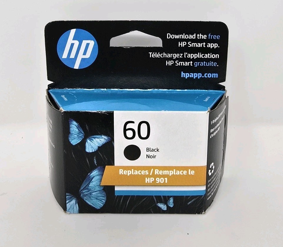 HP 60 Black Ink Cartridge Exp 06/2026 New Sealed
