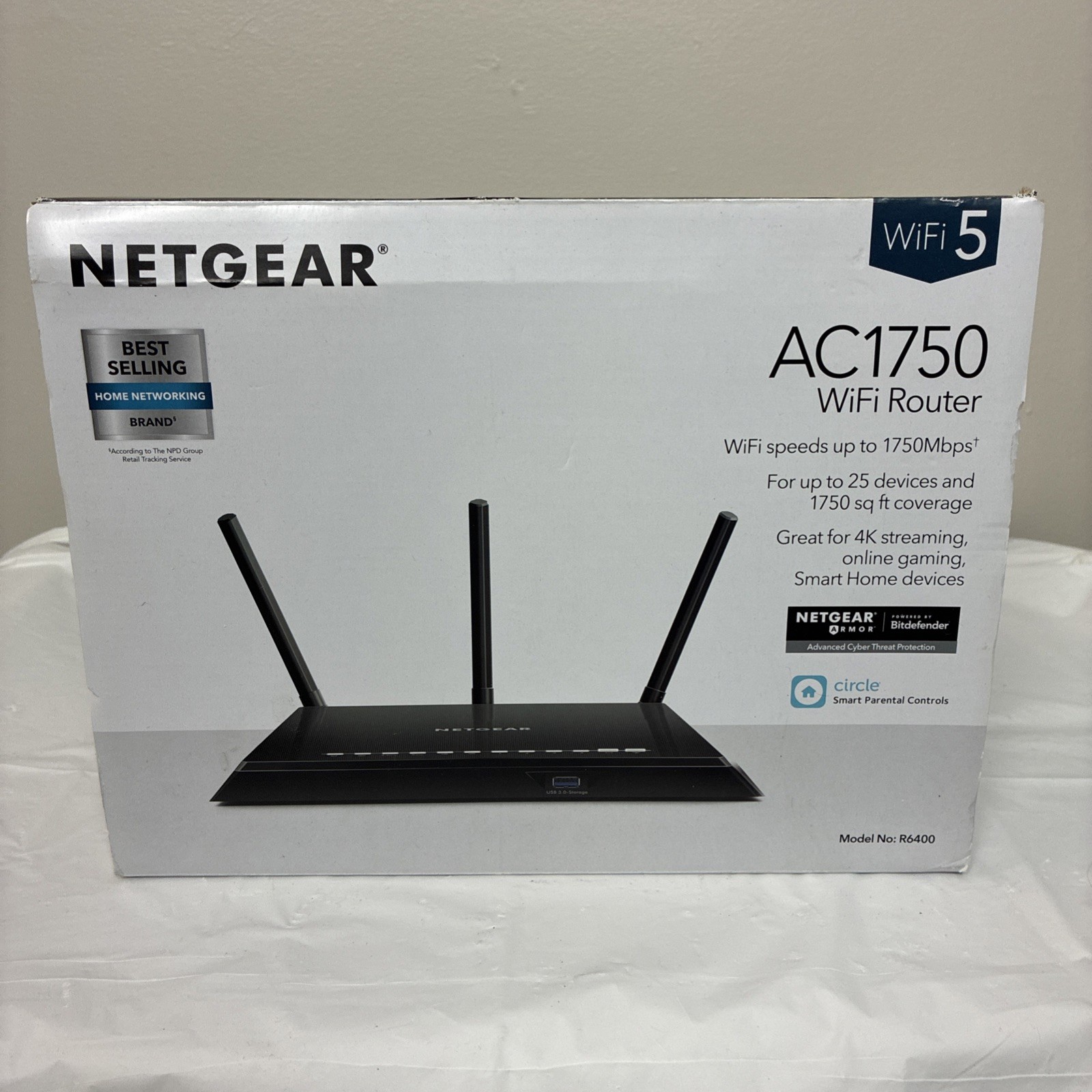 Netgear AC1750 Smart WiFi Dual-Band Router Model R6400-100NAS New Open Box